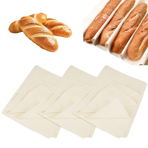 6 Stück Leinentuch, 75x45 cm Bäckerleinen Teigtuch Leinentuch Brot Backen Leinentuch Zum Brot Backen Bakers Cloth Teigtuch Naturleinen Brot Backen Zubehör, für Fermentieren Brot Baguette Brotteig