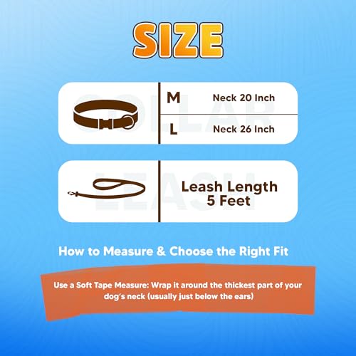Image of Adil'S Waterproof Leash and Collar Combo Set - Adjustable & Breathable Biothane Collar with Leash Suitable for Medium & Large Size Dogs (Lease 5Ft), Brown, L