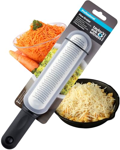 Stainless Steel Rasp Kitchen Grater - Heavy Duty, Multi-Functional Handheld Cheese & Veggie Grater with Razor Sharp Blades, Ergonomic Grip & Dishwasher Safe Design for Easy Cleaning.