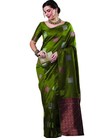 Image of Flosive Woven Kanjivaram Silk Saree With Border