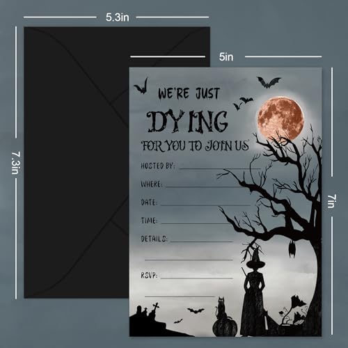 Invitación de Halloween para rellenar a mano, pack de 25 tarjetas con sobres incluidos 2