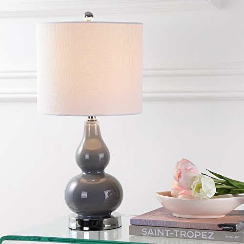 JONATHAN Y JYL1028A Anya 20.5" Mini Glass LED Lamp Transitional,Glam,Midcentury for Bedroom, Living Room, Office, College Dorm, Coffee Table, Bookcase, 1, Gray