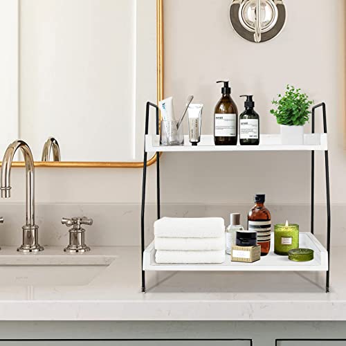 Megsooul Coffee Bar Accessories and Organizer Countertop, Coffee Station Organizer Kitchen Counter Shelf Organizer,Coffee Condiment Storage,Cup Lid Holder Countertop Shelf for Bathroom (White) - Thumbnail 4