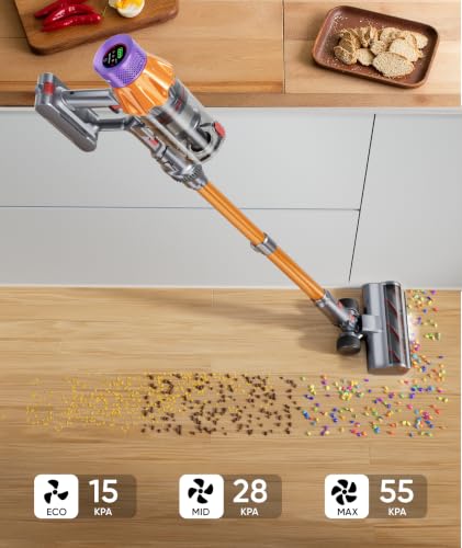 Image of Cordless Vacuum Cleaner, 650W 55KPA 70Mins Cordless Stick Vacuum Cleaner with Self-Standing, Touch Screen, Anti-tangle Vacuum Cordless, Vacuum Cleaners for Home,Carpets,Hardwood,Pet Hair(X7A Pro)