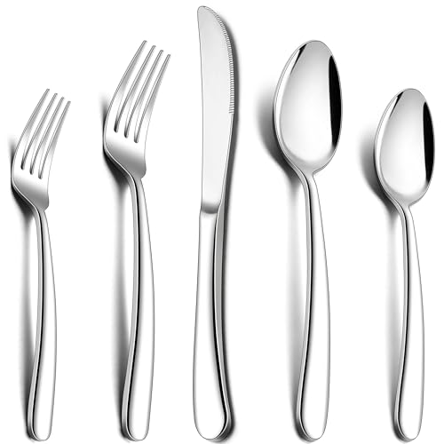 Herogo 60-Piece Stainless Steel Flatware Set, Mirror Polished