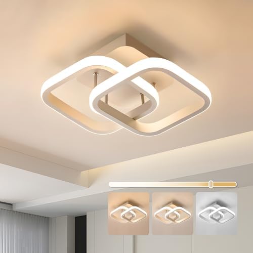 YATAI Modern LED Ceiling Light,White 20W Dimmable LED Light for Hallway, Corridor, and Kitchen, Flush Mount 3 colors Adjustable Light 3000K/4000K/6000K,Diameter 24cm