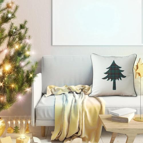 JUJUGEN 【新スタイル人気】 クリスマスクッションカバー 枕カバーセット - ビスタプリント冬のホリデーデコレーション スロークッションケース | 45cm×45cm ソフトぬいぐるみ クリスマスツリー柄 カウチソファベッド用 北欧スタイル おしゃれ