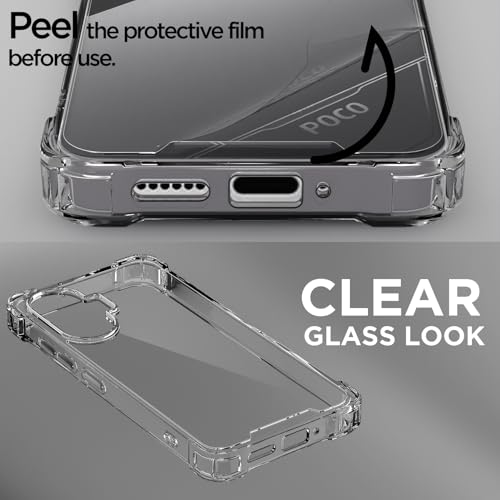 Image of Pikkme Back Cover for Poco F7 5G PC + TPU Clear Transparent Raised Edges Shockproof Protective Phone Bumper Case(Transparent)