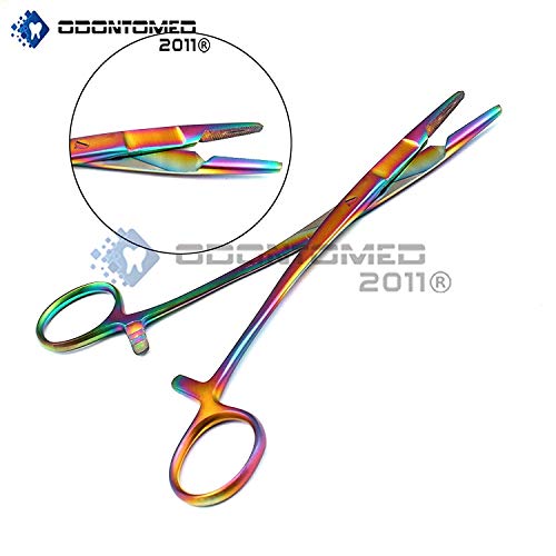 OdontoMed2011 Multi Titanium Rainbow Color Hemostat with Scissors 6.5