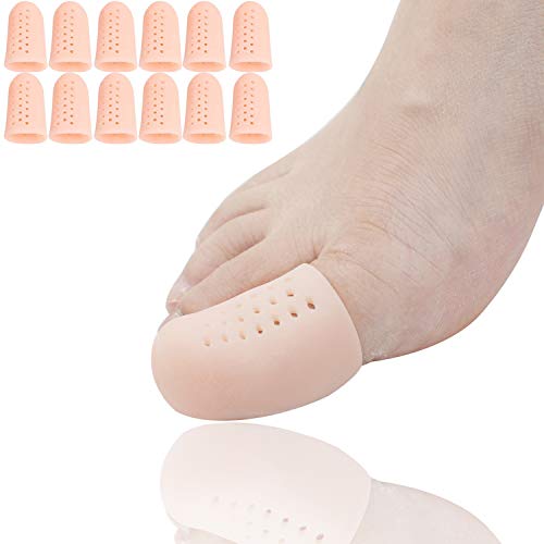 12 tappi protettori per dita dei piedi, in gel traspirante, ideali per sostenere le dita dei piedi. Forniscono sollievo dal dolore da calli, vesciche, unghie mancanti o incarnite, per donne e uomini