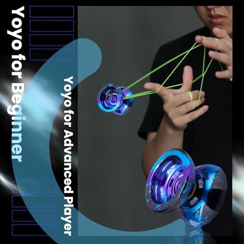 Image of MAGICYOYO Dual Purpose Yoyo N11 Responsive Yo Yo for Kids 8-12 or Above & Unresponsive Bearing Kit for Advanced + Protect Glove + Bag + 12 Replacement Strings (Black Blue Purple)