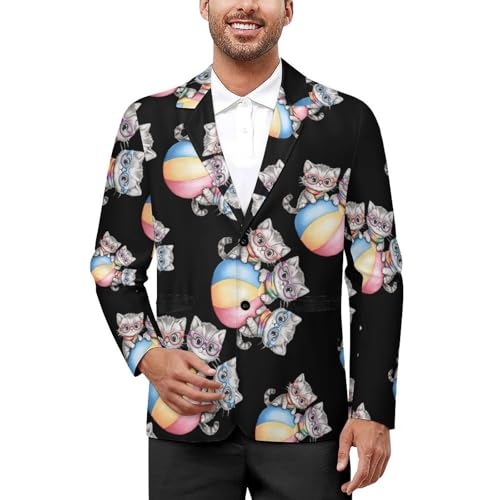 Cute Cat Kitty Men's Blazer Printed Button Suit Jacket Slim Sport Coat Blazers - Main Image