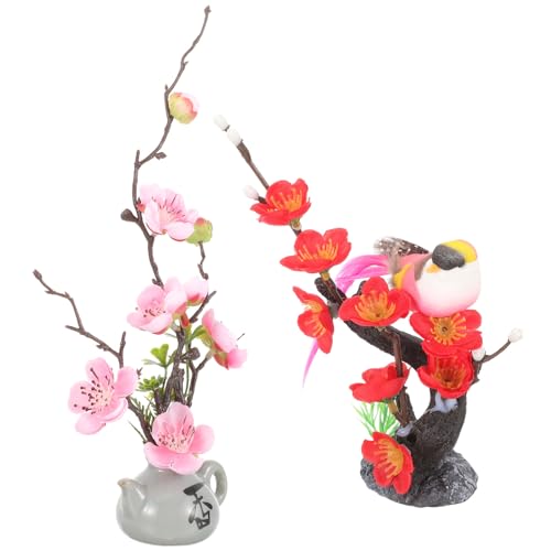 TOPPERFUN Adornos para Platos de Sushi 2 Piezas Flor Artificial Decorativa en Forma de Flor de Ciruelo para Decoración de Sashimi y Centro de Mesa, Accesorios para Presentación de Comida