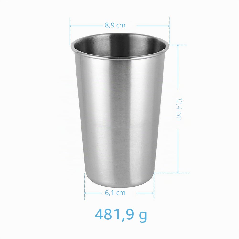 Tazza in Acciaio Inox - Tazze in Metallo Riutilizzabile - Bicchieri Impilabili - Campeggio, Escursionismo, attività all'aperto, Ppartito - Bambini Piccoli Bambini Applicabili - Senza BPA