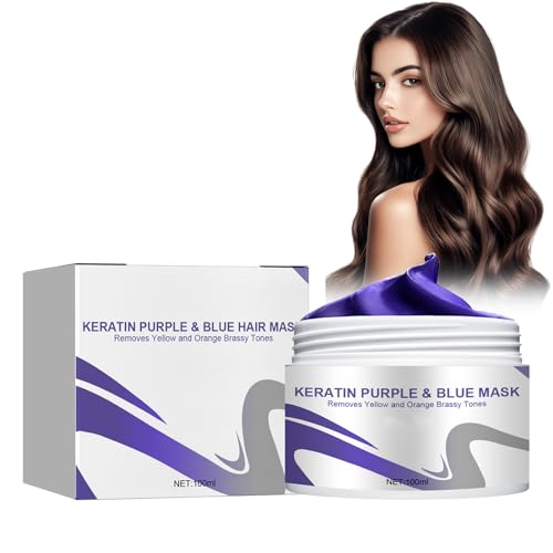 Rostblant 100ml Purple Hair Care Mask,Mascarilla para el cuidado del cabello,Purple Instant Hair Cream Mud,Blanquea el cabello,Elimina los tonos amarillos y nutre el cabello seco y dañado