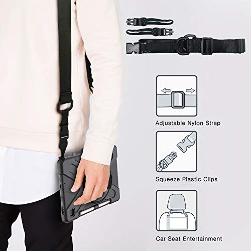 Braecn Galaxy Tab S6 Lite Case 2020/2022,Heavy Duty Rugged Shockproof Case With Hand Strap, Shoulder Strap, Kickstand, S Pen Holder For Samsung Tab S6 Lite 10.4 Inch Tablet Sm-P610 Sm-P613 -Black #TOP4