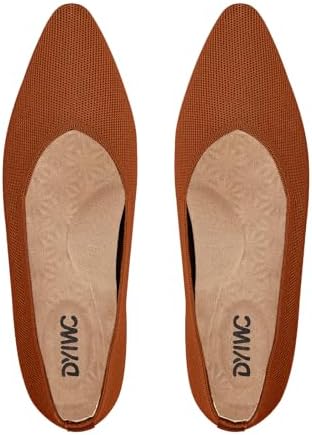 Women's Flat Shoes Comfortable Knit Pointed Toe Washable Ballet Flats with Soft Insole Arch Support