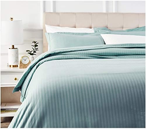Amazon Basics Striped Microfiber Duvet Cover Set - King, Beige