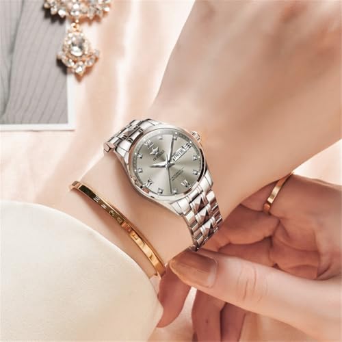 Image of OLEVS Automatic Womens Watch Mechanical Calendar Watches Diamond Fashion Waterproof Female Wrist Watch