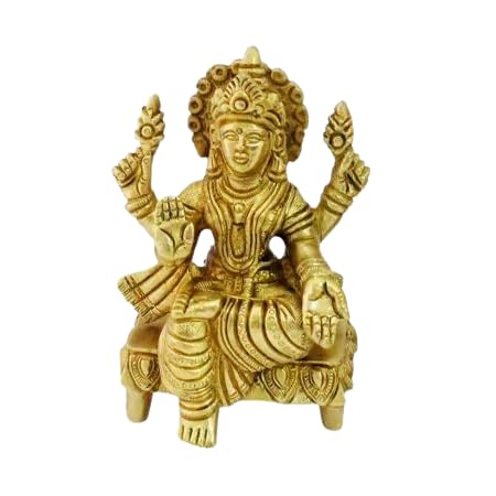 Lakshmi sur Chowki en laiton : objet décoration intérieure et statuette autel