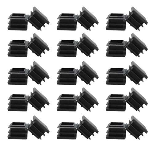 Image of Septe 1 inch Square Plastic Plugs,Black Tubing End Plastic Caps for Square Tube, Chair Legs, Table Legs(30Pcs)