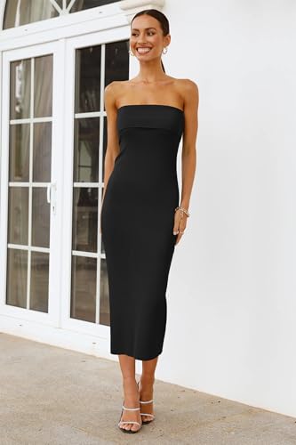 Arach&Cloz Women's Silk Blend Fold Over Elegant Classy Wedding Guest Dress 20253