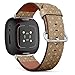 CJBROES Replacement Leather Watch Band, Compatible with Fitbit Versa 3 and Fitbit Sense of Wristband Bracelet Accessory - Paper-Textured