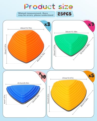 Kids Stepping Stones 25 Sets Rainbow, Balance Stepping Stone for Children,Toddler Stepping Stones Big-Side Sensory Toys,River Stones Outdoor Obstacle Activity Non-Slip Thickening and Widening Material - Image 3