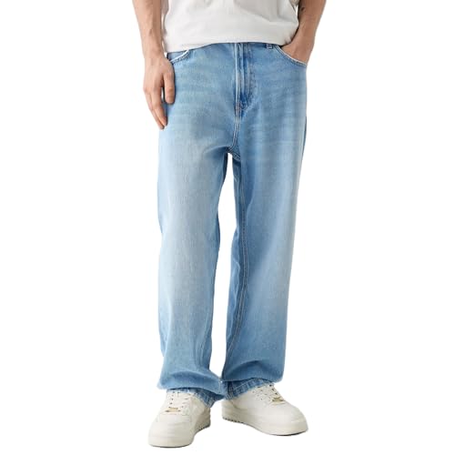 Men's Classic Regular Fit Jeans Vintage Straight Wide Leg Denim Pants with Pockets Baggy Jeans Trousers Streetwear
