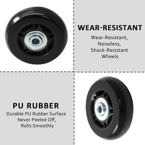 Image of Luggage Wheels Replacement, 60 x 18mm, Black Rubber, 2pcs
