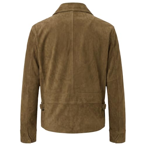 Image of Men's Suede Shirt Zipper Jacket Full Zip Casual Vintage Jackets Suede Leather Jackets for Mens