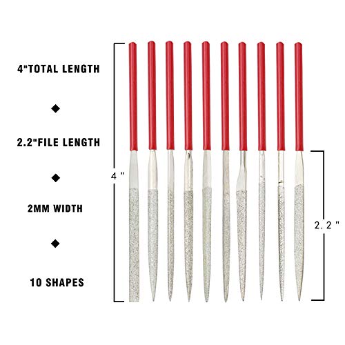 Kalim Mini Diamond Needle File Set (10Pcs 150 Grit Precision Diamond File) #TOP1