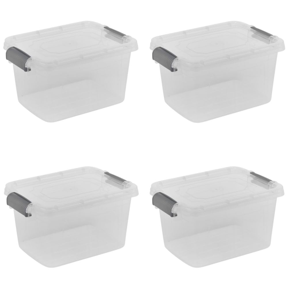 Urbnliving Kitchen Food Locking Safe Storage Boxes With Lids Handles Clip Plastic Clear Small Medium Large Size Strong 3L Box Pack Of 4 Container Multi Purpose Use