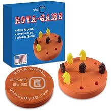 ROTA Game, Tic-Tac-Toe Game with Never a Tie, A Winner in Every Round, Ancient Roman Strategy Game, Portable 4" Board, Pockets or Purse-Size, with Horse Pieces, Made in USA Orange