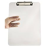 JAM PAPER Plastic Clipboards with Low Profile Metal Clip - Letter Size (9 x 12.5) - Clear - Clip Board Sold Individually