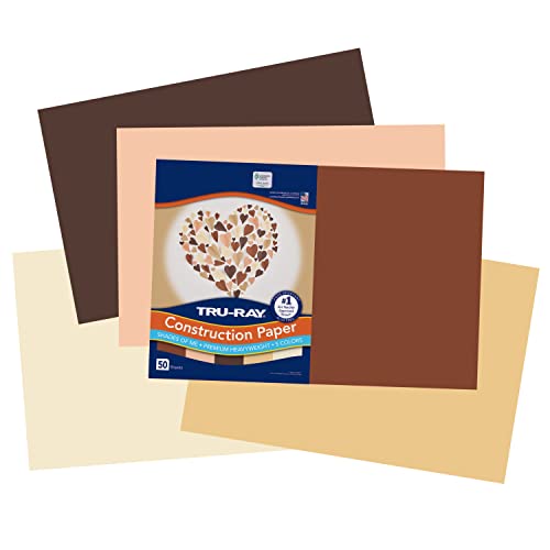 Tru-Ray Shades Of Me Construction Paper, 5 Assorted Skin Tone Colors, 12"X18", 50 Sheets #TOP2
