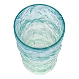UKCOCO Vaso de Cristal Diseño Degradado Azul Estilo Glaciar, Alta Capacidad para Jugo y Agua, Vidrio Resistente para Uso Doméstico y Fiestas, Vaso Práctico y Decorativo para Bebidas