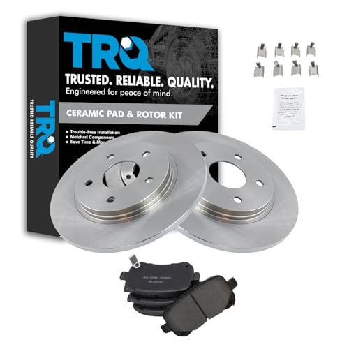 Image of TRQ Rear Brake Pad and Rotor Set Ceramic Solid Rotors