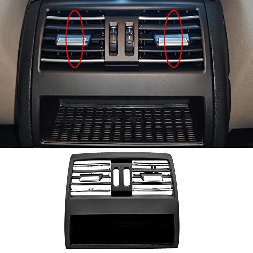 MKptopia Cubierta De Panel De Rejilla De Ventilación Cromada Plateada Para Aire Acondicionado Trasero De Coche Compatible con BM-W 5 Series F10 F11 F18 520i 523i 525i 528i 535i-Sin Agujero