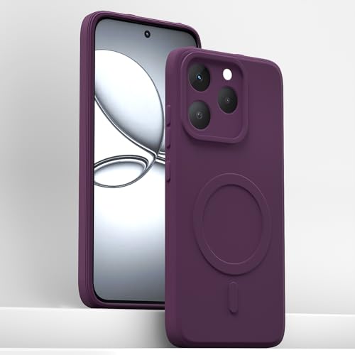 Image of Outlouders Back Cover for Realme 15T 5G / Realme Narzo 90 5G Soft Matte Silicone Cover with Slim Fit | Mag-Safe Logo (Not Mag-Safe Compatible) | Shockproof | Camera Protection Bumper Case (Purple)
