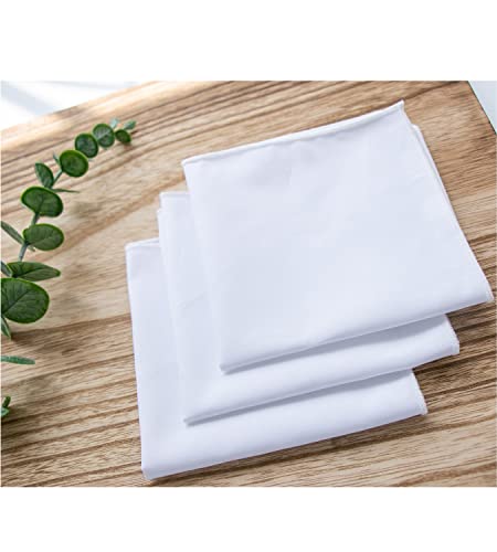 Image of 3-Pk Mens Cotton White Pocket Square with Color Border(10 Colors)
