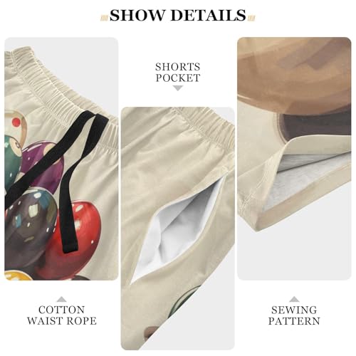 ALAZA Vintage Billiard Balls Men's Pajama Shorts with Pockets4