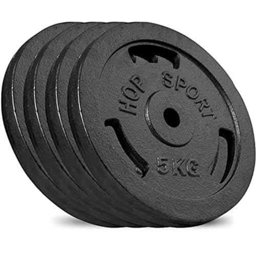 Hop-Sport Gusseisen Hantelscheiben Set 20 kg (4 x 5 kg) mit 31 mm...