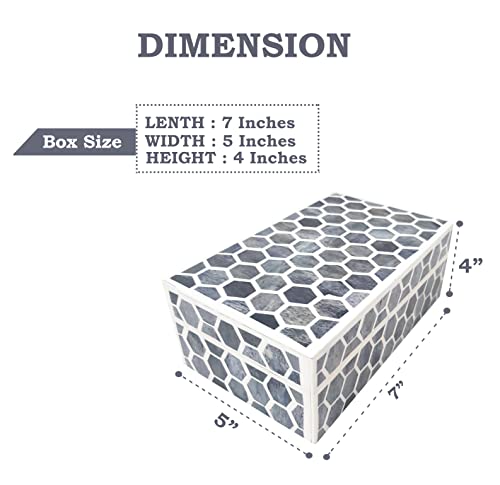 Collectiblesbuy Handcrafted Jewelry Keepsake Storage Box Bone Inlay Decorative Box Premium Home Decor Big Storage Box, 7X5X4, Grey #TOP3