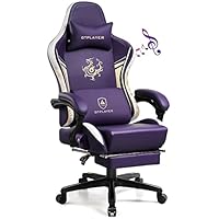 GTPLAYER Gaming Chair with Bluetooth Speakers and Footrest, Ergonomic Computer Chair Heavy Duty High Back Lumbar Support Home Office Chair (Purple)