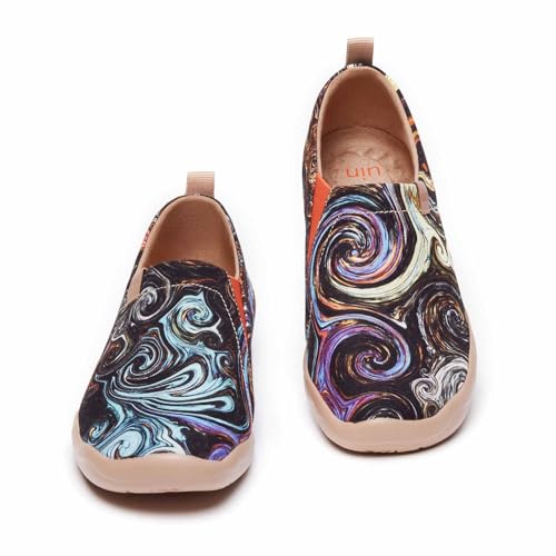Image of UIN Women's Slip On Shoes Colorful Comfortable Lightweight Art Travel Sneakers Casual Floral Stylish Everyday Loafers