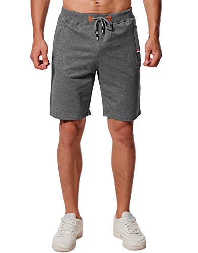 Chyu - Pantalones cortos deportivos para correr y entrenamiento para hombre, pantalones cortos de fitness, pantalones cortos con cremallera (XL, gris oscuro 1)