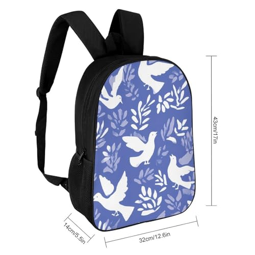 Doves Floral Aesthetics Unisex Backpack 17" Casual Daypacks Simple Shoulders Bag for Camping Hiking Travel Gear2
