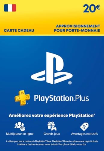 Sony PlayStation Plus, Carte d'Abonnement Premium 1 Mois, Jeux Mensuels, Multijoueur en Ligne, Contenu Exclusif, Compte Français