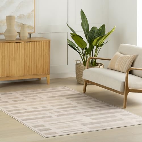 Tapis géométrique lavable en machine pour salle à manger